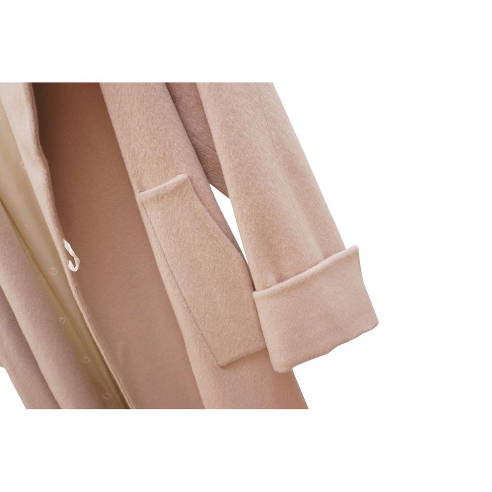 Christian Dior Beige Long Wool Blend Trench Coat Belted Lapel Collar Women - Picture 12 of 16